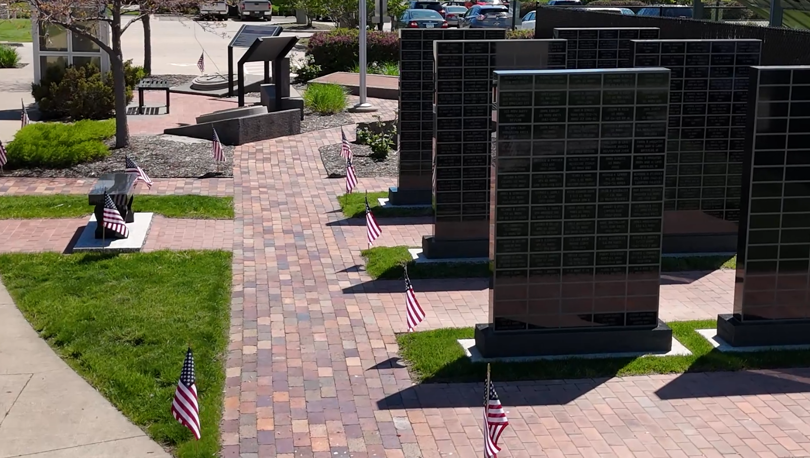 phot of the granite panels at the Johnson County Armory & Veterans Memorial