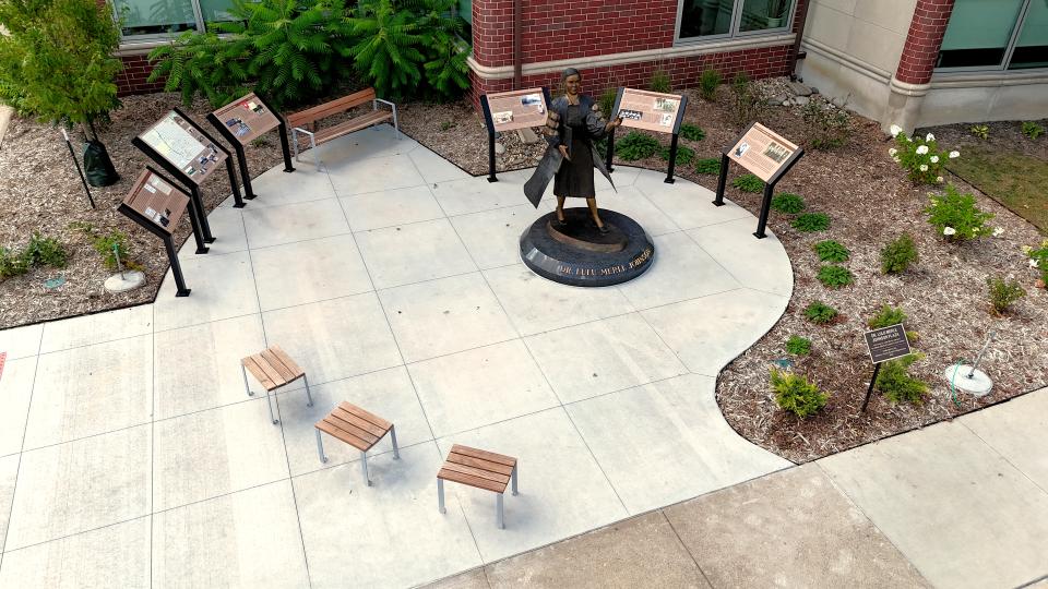 An aerial view of the Dr. Lulu Merle Johnson Plaza.