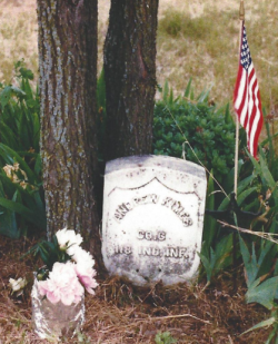 Andrew Kimes' military headston in Sandtown Cemetery east of Hills, Iowa