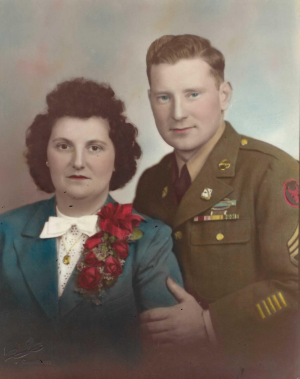 photo of Everett Irving in uniform with his wife