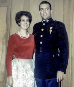 John Gough standing next to his wife in his formal Mariens uniform