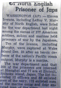 An article on Leroy Murphy when he got captured surving at Wake Island