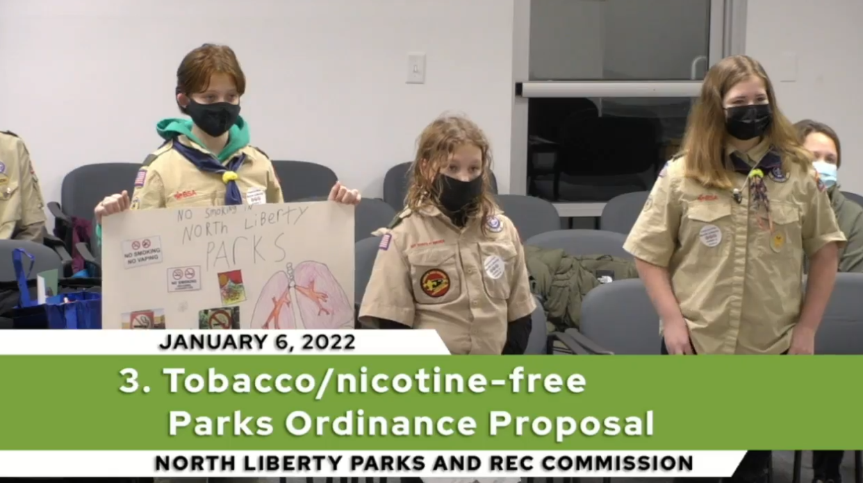 North Liberty Parks and Rec Commission Tobacco/nicotine-free Parks Ordinance Proposal