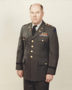 Robert Luebke wearing his Colonel's uniform