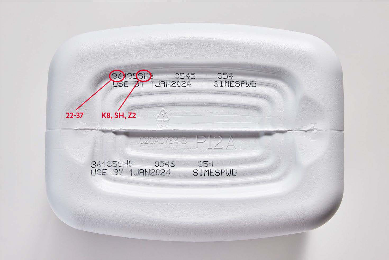 example of infant formula and where to locate multi-digit number of affected product.