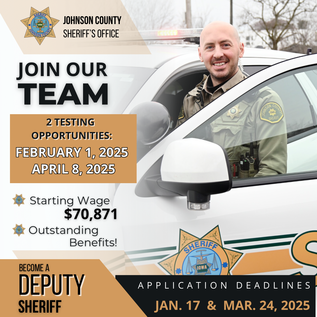 Join our team! 2 testing dates available: Feb. 1, 2025, and April 8, 2025. Starting wage is $70,871 with outstanding benefits! Application deadlines are January 17 and March 24, 2025. 