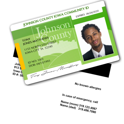 Sample graphic of an ID card showing the front and back